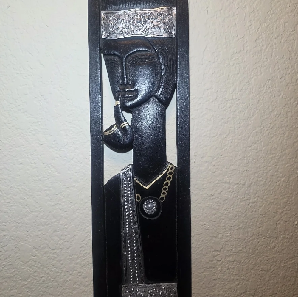 Vintage Wall Decor Handmade Wood & Metal Accent Black/silver